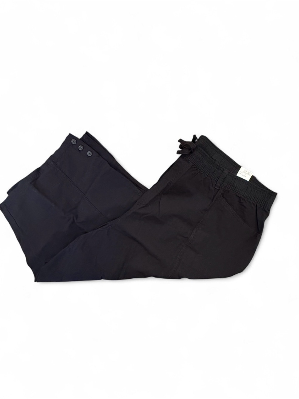 NWT Women’s Erika Capris Licorice Black Elastic-Waist Drawstring Plus 3x
